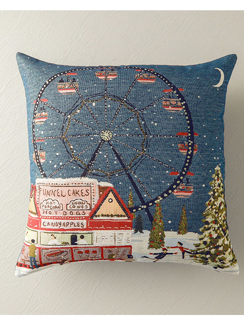 Cheerful Ferris Whee Goblen Kırlent Kılıfı Gri