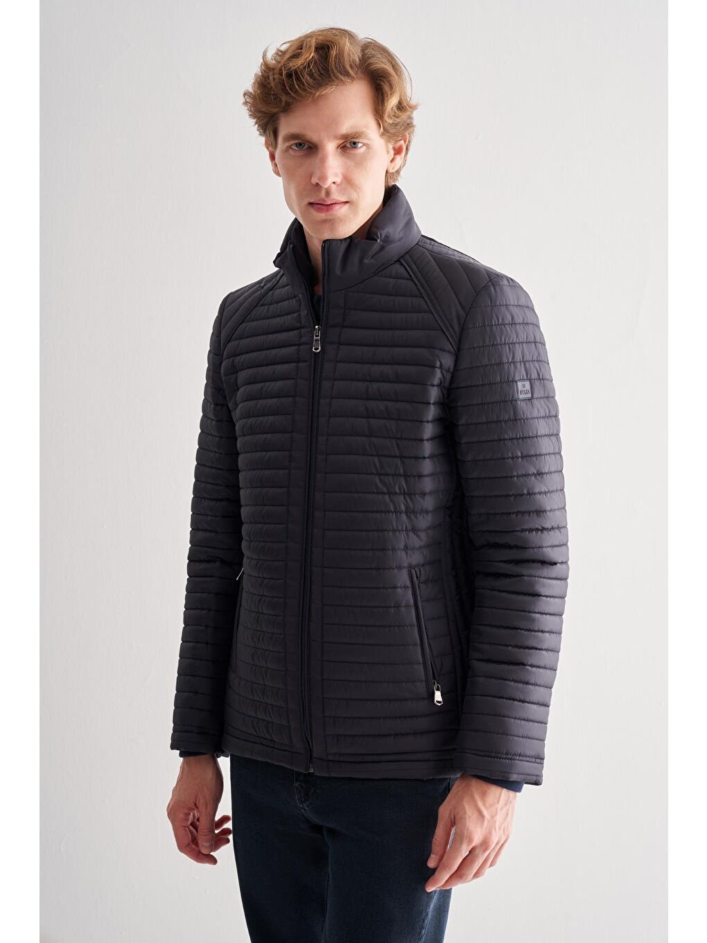 Koyu Lacivert Dik Yaka Tam Astar Casual Slim Fit Kapitone Dolumlu Mont 1007255264-2