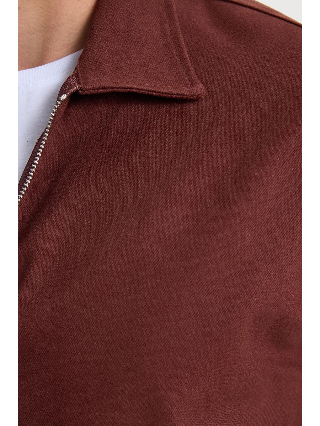 Erkek Relax Fit Rahat Kesim Çift Cep Kapaklı Fermuarlı Beli Lastikli Düz Bordo Ceket-6