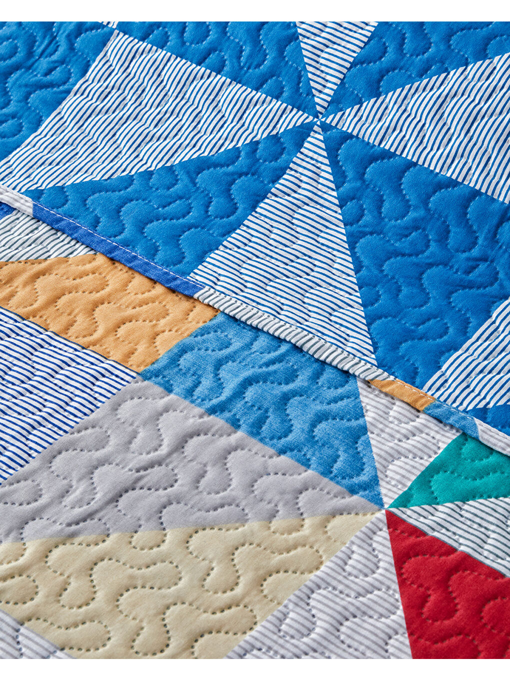 Playful Triangles Çok Amaçlı Tek Kişilik Yatak Örtüsü Takımı 160x220 cm Yeşil-2