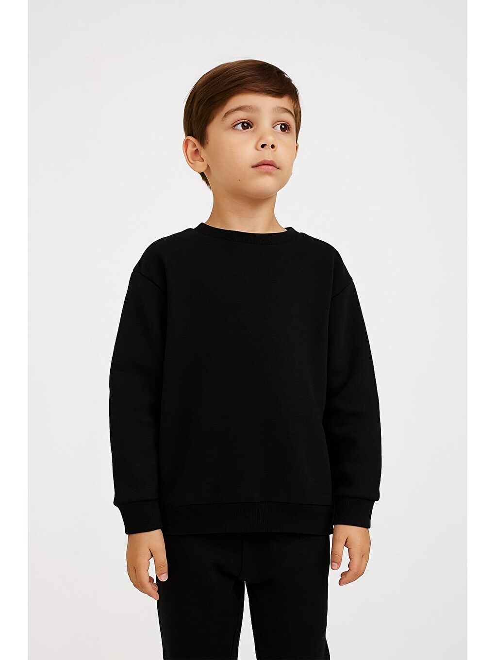 Unisex Çocuk Basic Oversize Sweatshirt - Siyah  (2-3 Yaş - 7-8 Yaş)