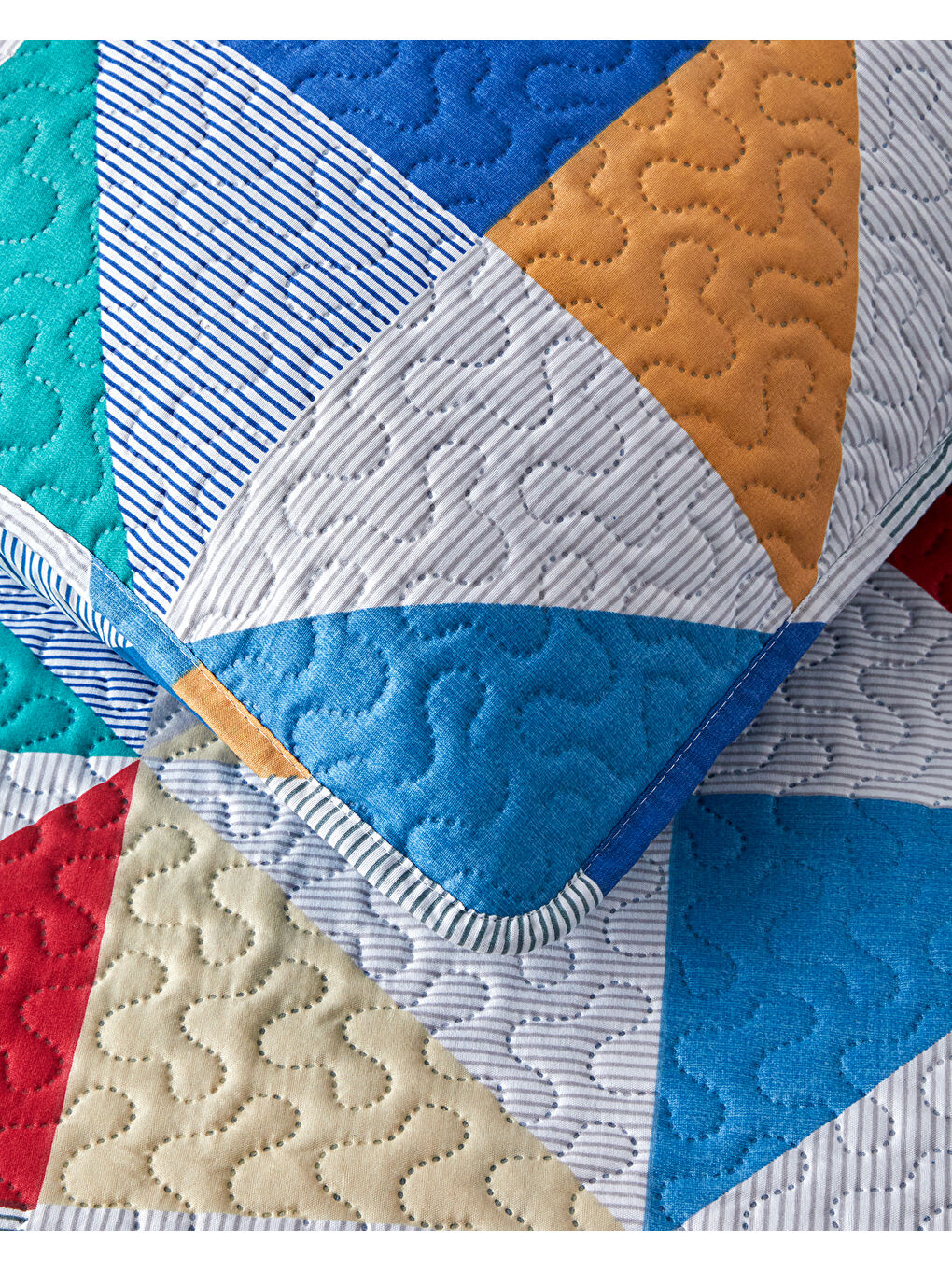 Playful Triangles Çok Amaçlı Tek Kişilik Yatak Örtüsü Takımı 160x220 cm Yeşil-3