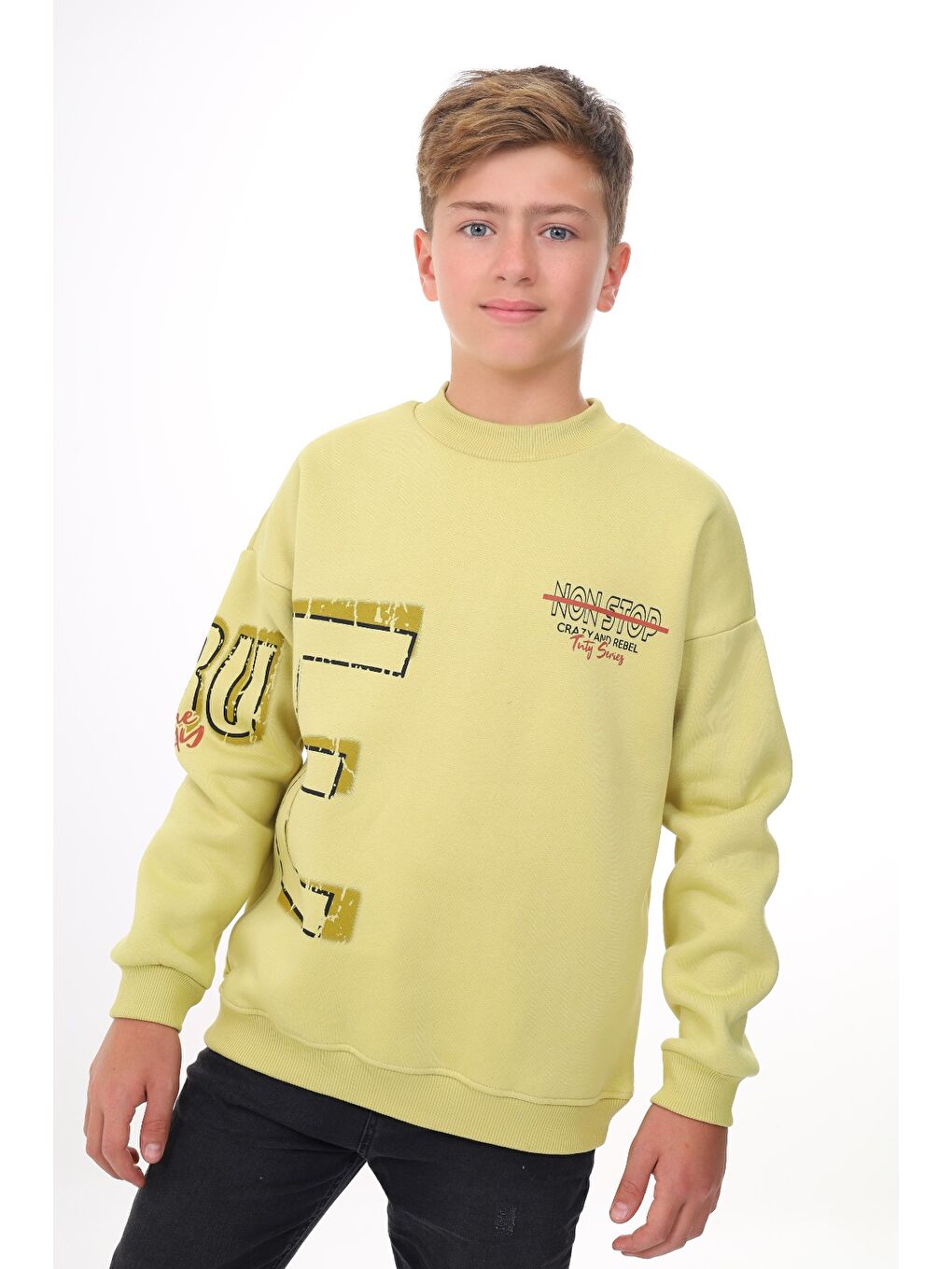 Yeşil Erkek Çocuk Baskılı Sweatshirt