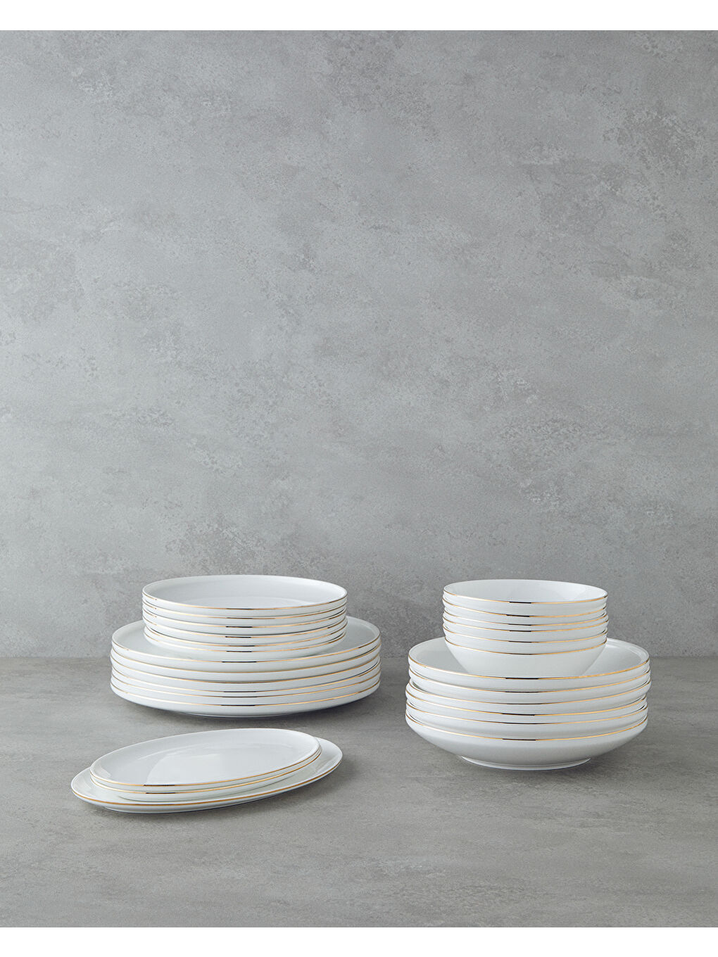 Sarı Milano Bone Porselen Yemek Takımı 27 Parça 6 Kişilik Gold-1
