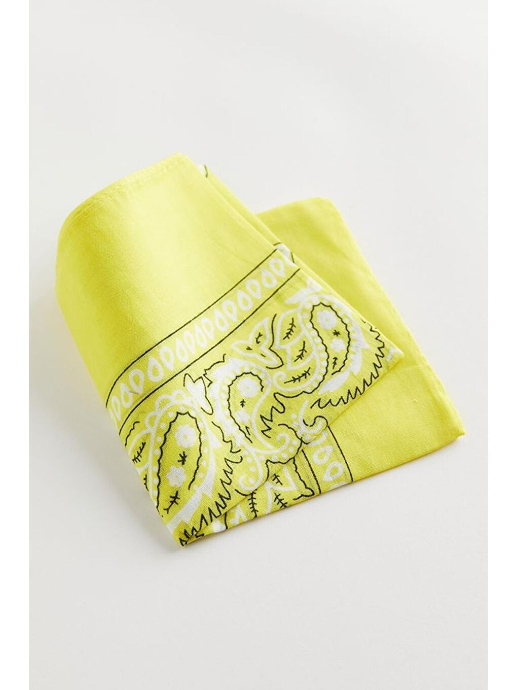Sarı Neon Renkli Pamuk Kare Bandana