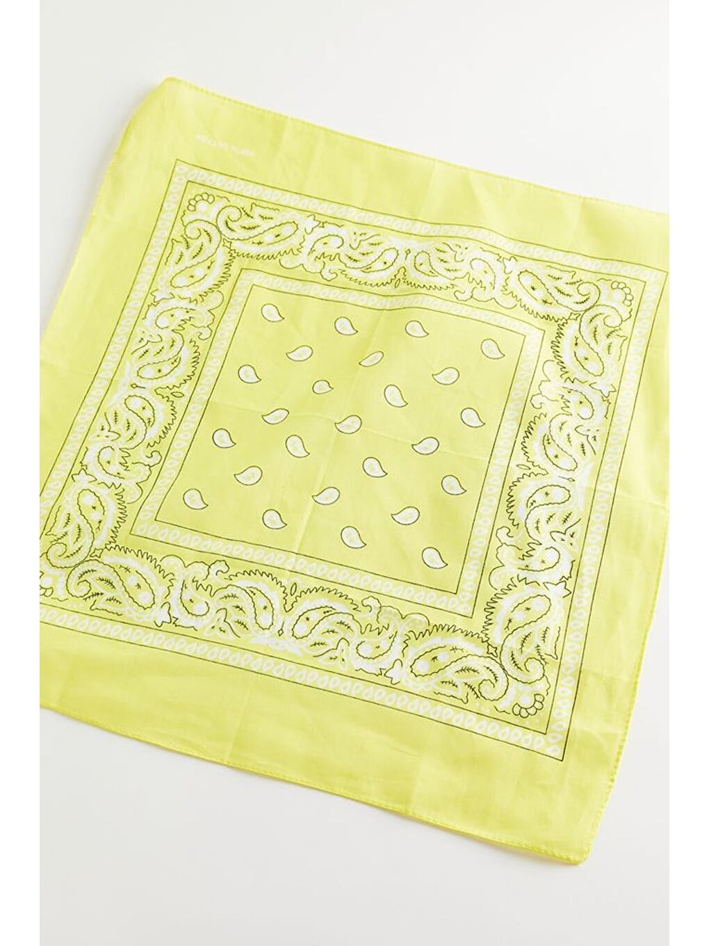 Sarı Neon Renkli Pamuk Kare Bandana-1