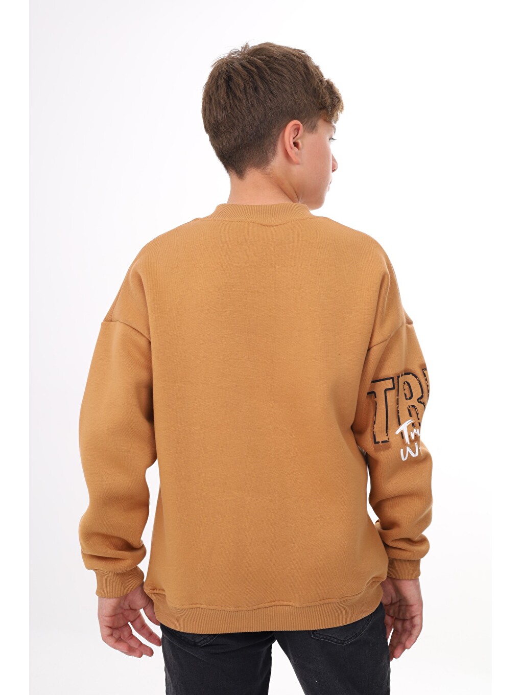 Kahverengi Erkek Çocuk Baskılı Sweatshirt-4