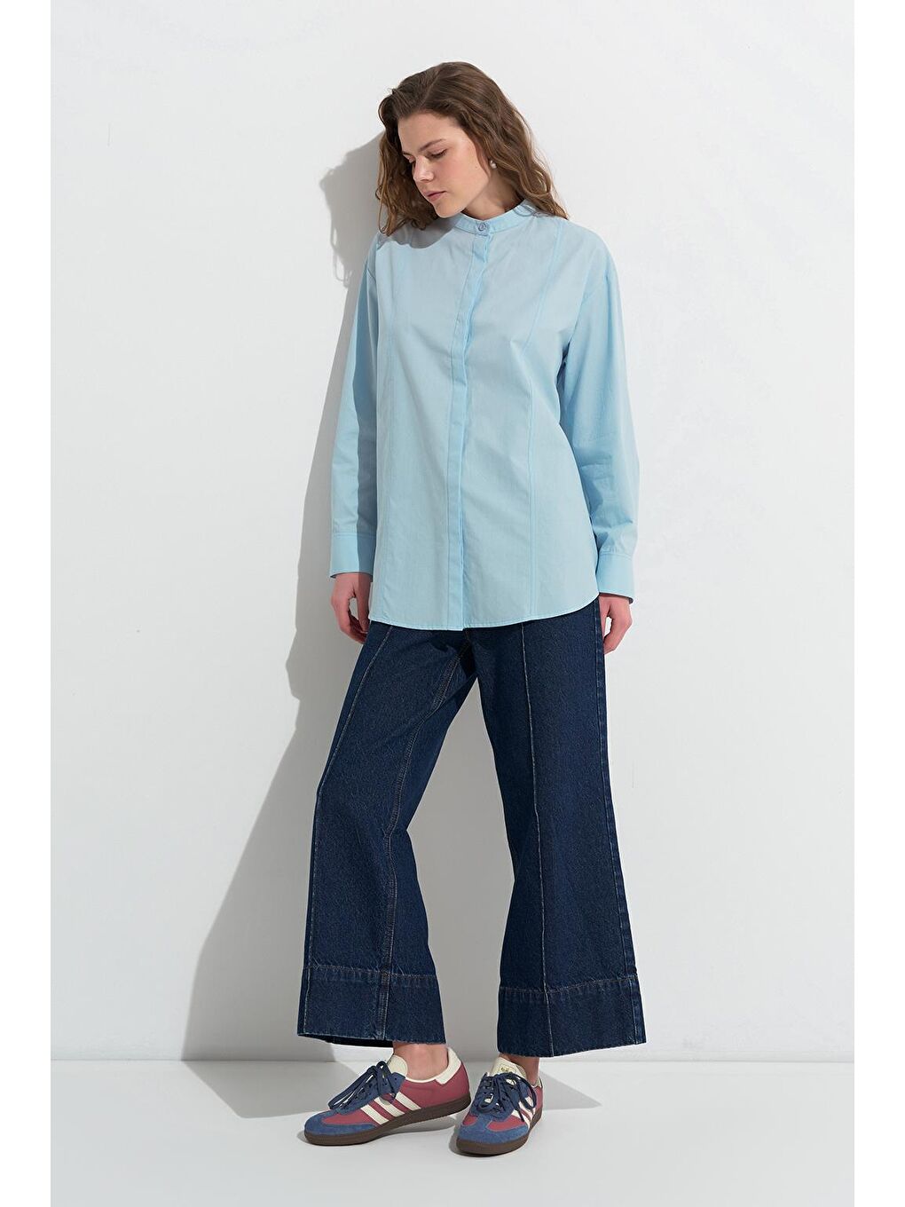 Massi Dikiş Detaylı Gömlek Mavi-2