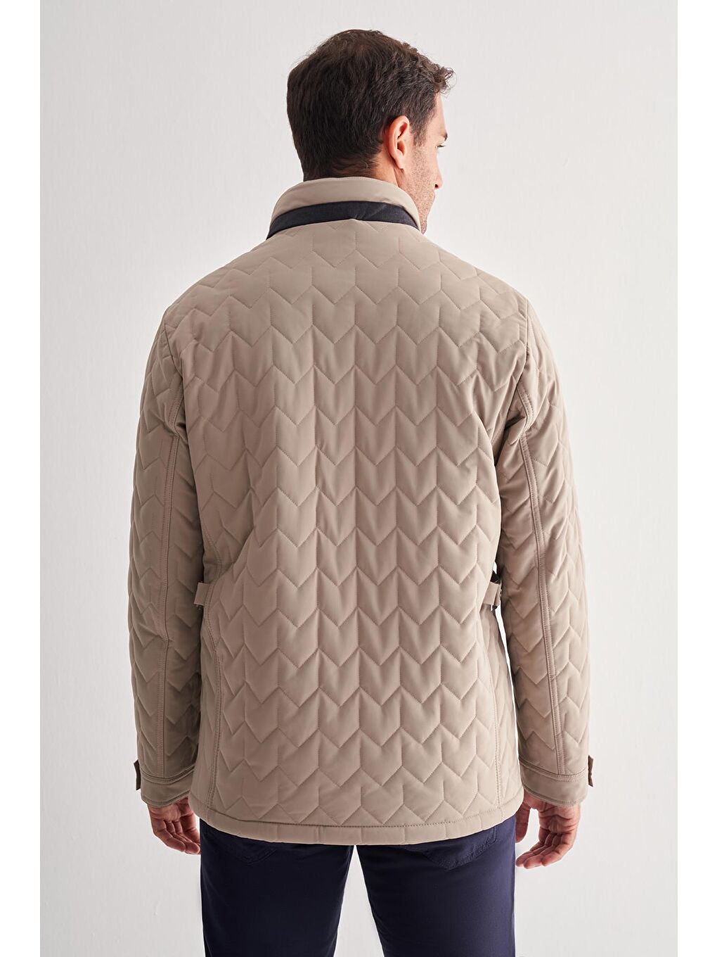 Koyu Bej Dik Yaka Casual Slim Fit Kapitone Esnek Mont 1007255126-3