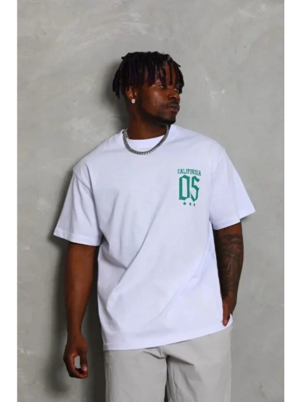 Beyaz Erkek Baskılı Tişört Kısa Kol Bisiklet Yaka Regular Fit