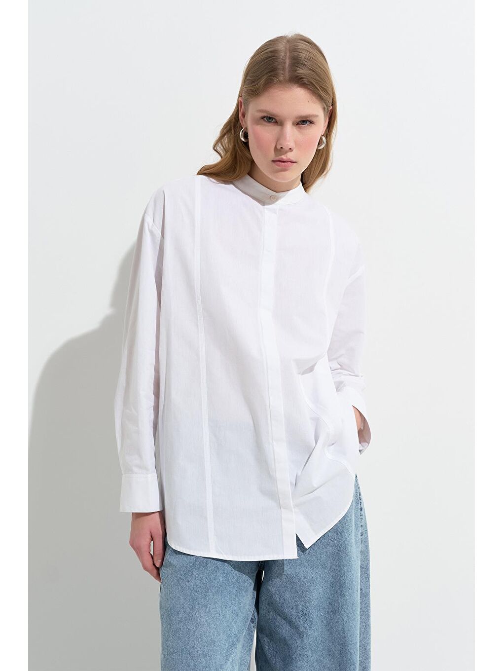 Massi Dikiş Detaylı Gömlek Ekru