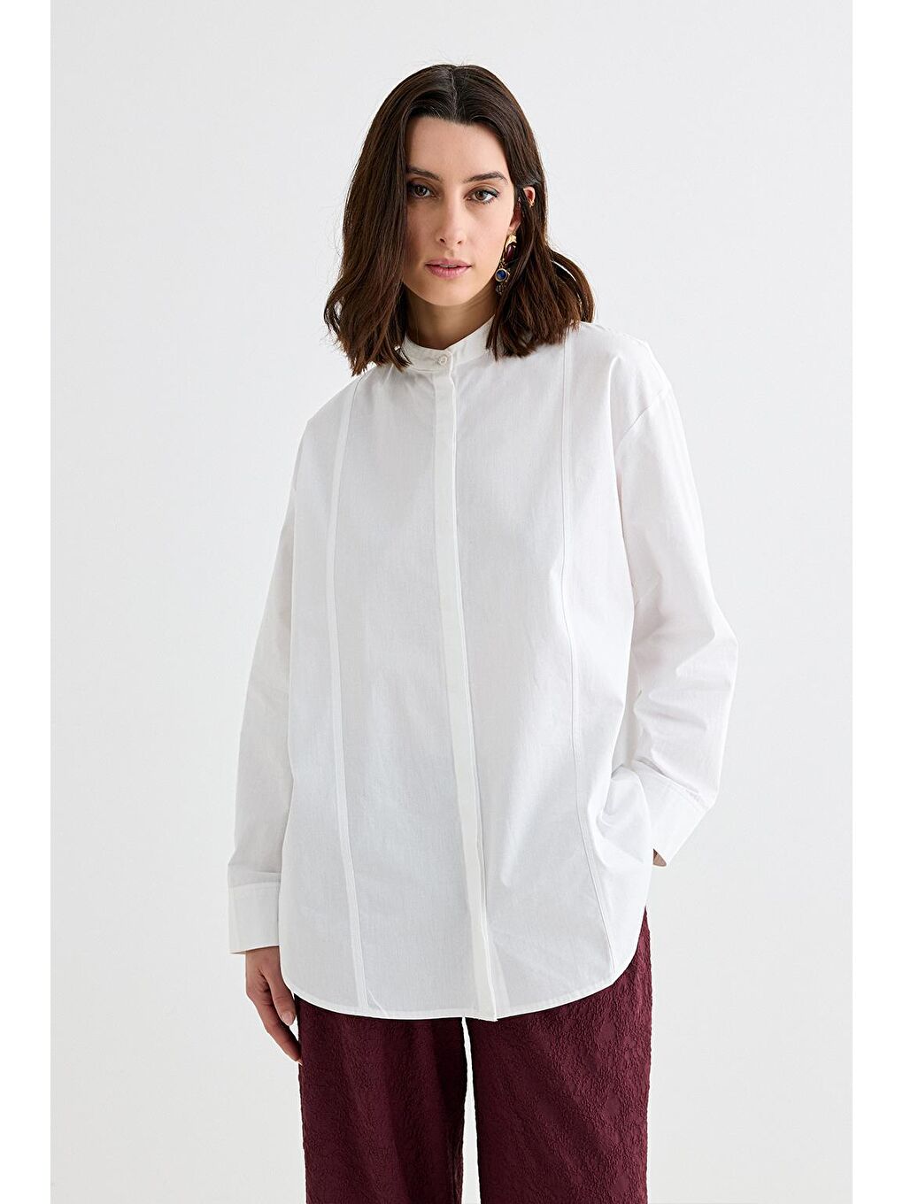 Massi Dikiş Detaylı Gömlek Ekru-2