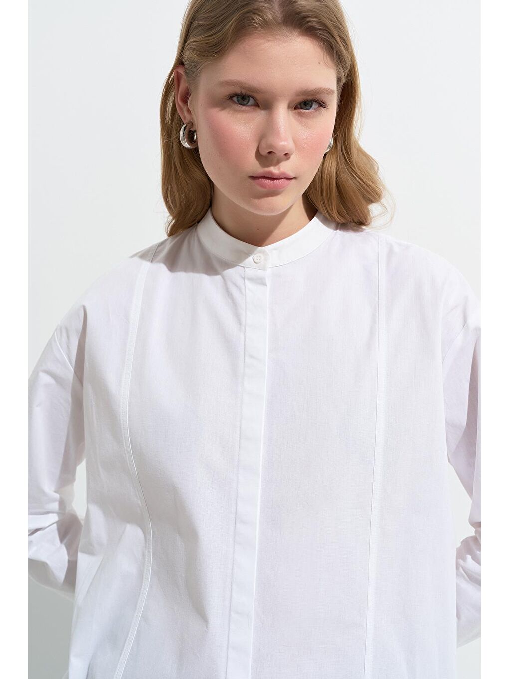 Massi Dikiş Detaylı Gömlek Ekru-3