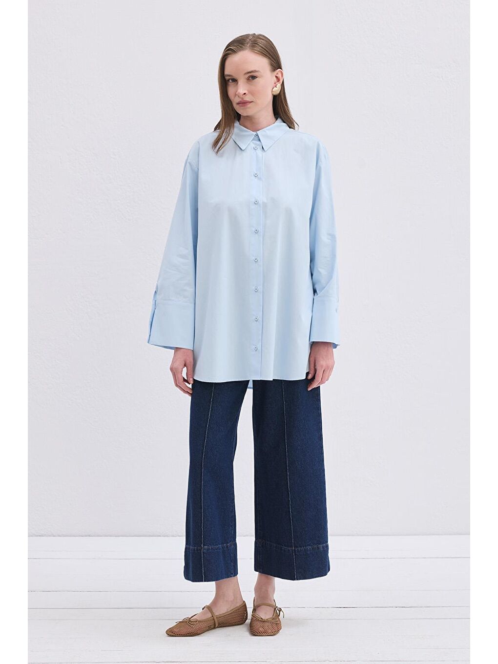 Madelin Manşetli Gömlek Mavi