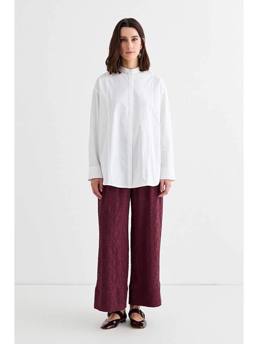 Massi Dikiş Detaylı Gömlek Ekru-4