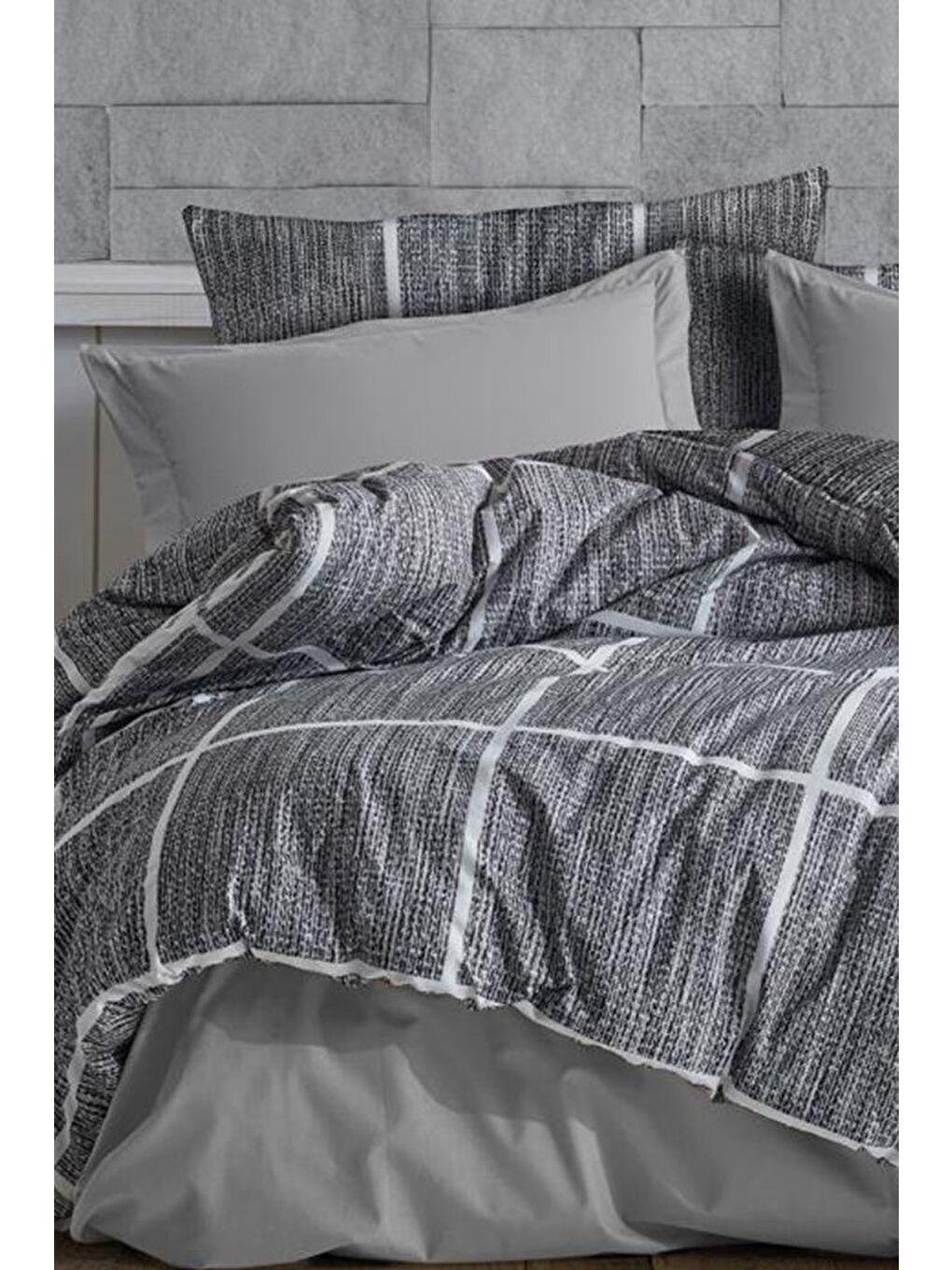 Rian Tek Kişilik Nevresim Takımı Gri