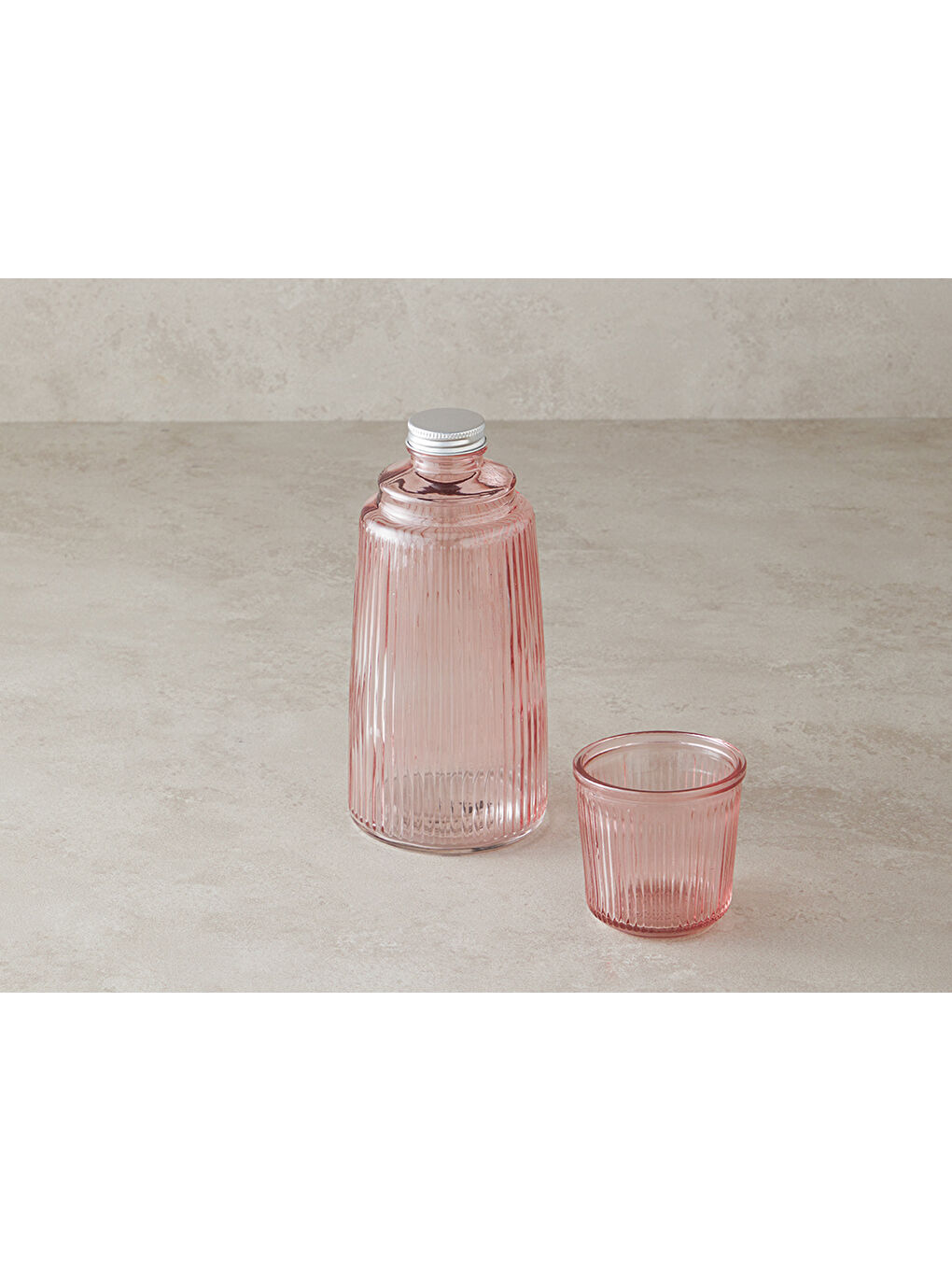 Botelya Cam Başucu Sürahi Pembe-1