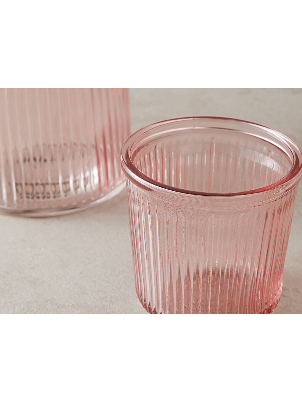 Botelya Cam Başucu Sürahi Pembe-2