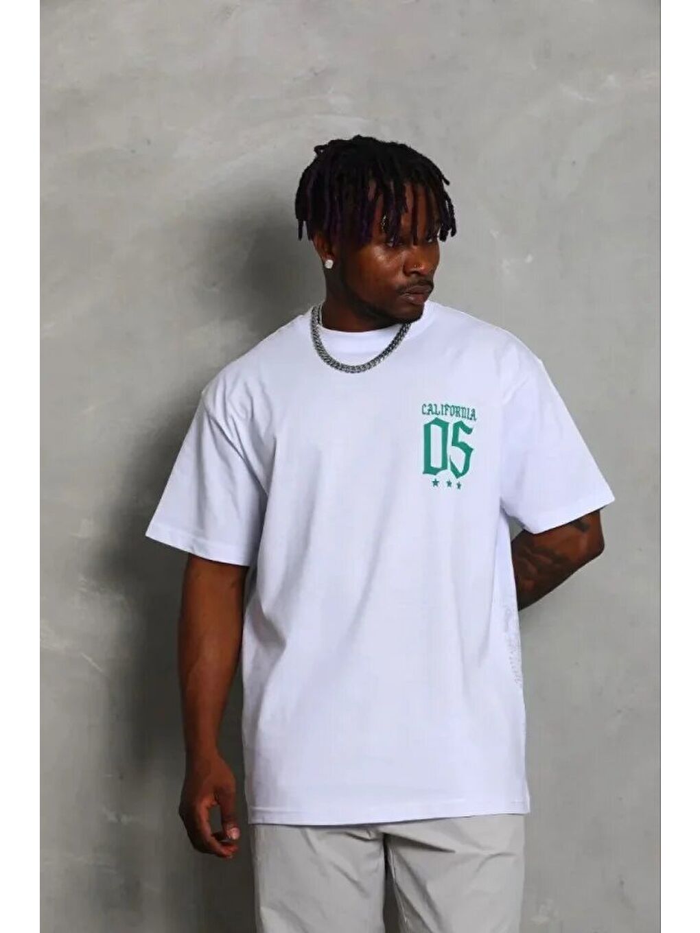 Beyaz Erkek Baskılı Tişört Kısa Kol Bisiklet Yaka Regular Fit-2