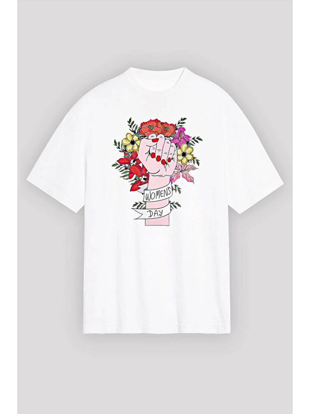 8 Mart Dünya Kadınlar Günü İçin Özel Baskılı T-shirt - Beyaz