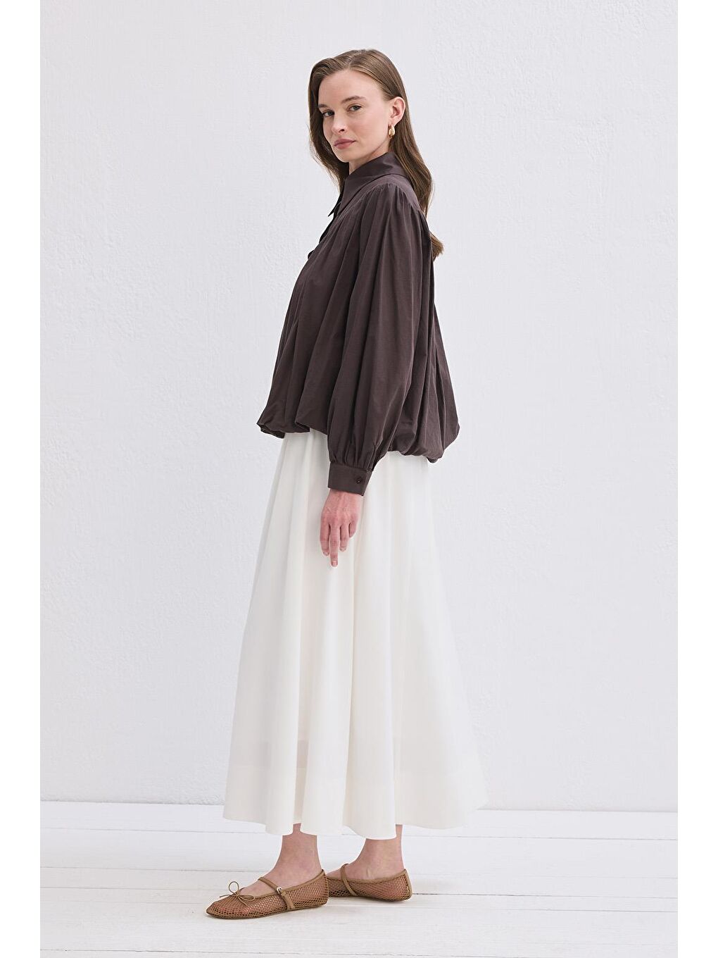 Kahverengi Lora Vual Gömlek Kahve-2