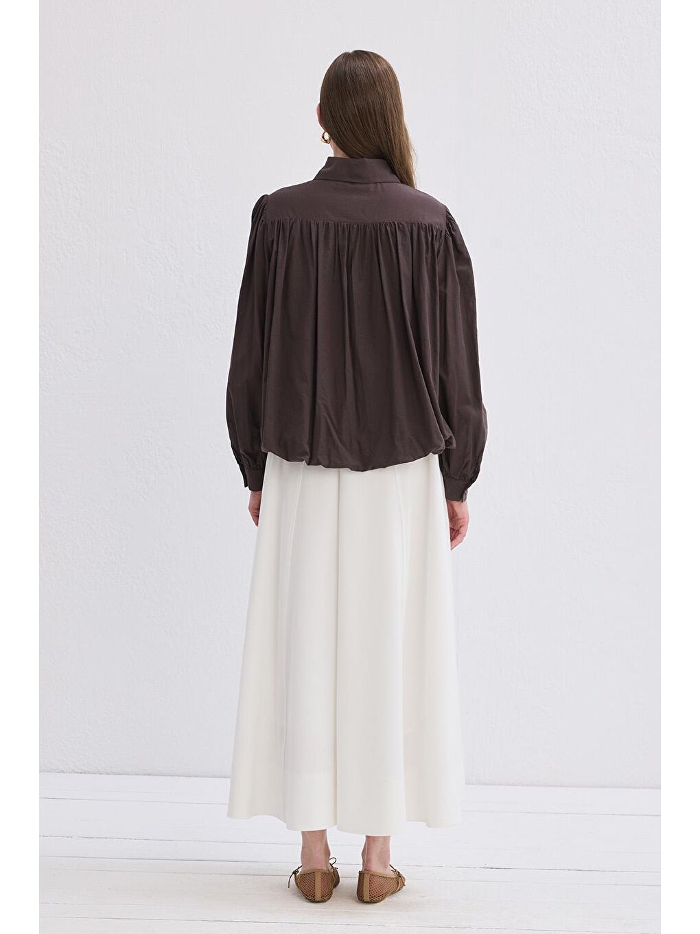 Kahverengi Lora Vual Gömlek Kahve-3