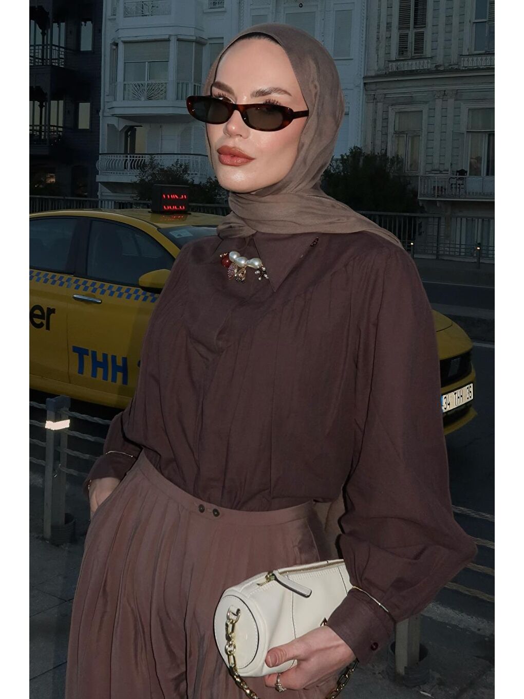 Kahverengi Lora Vual Gömlek Kahve-4