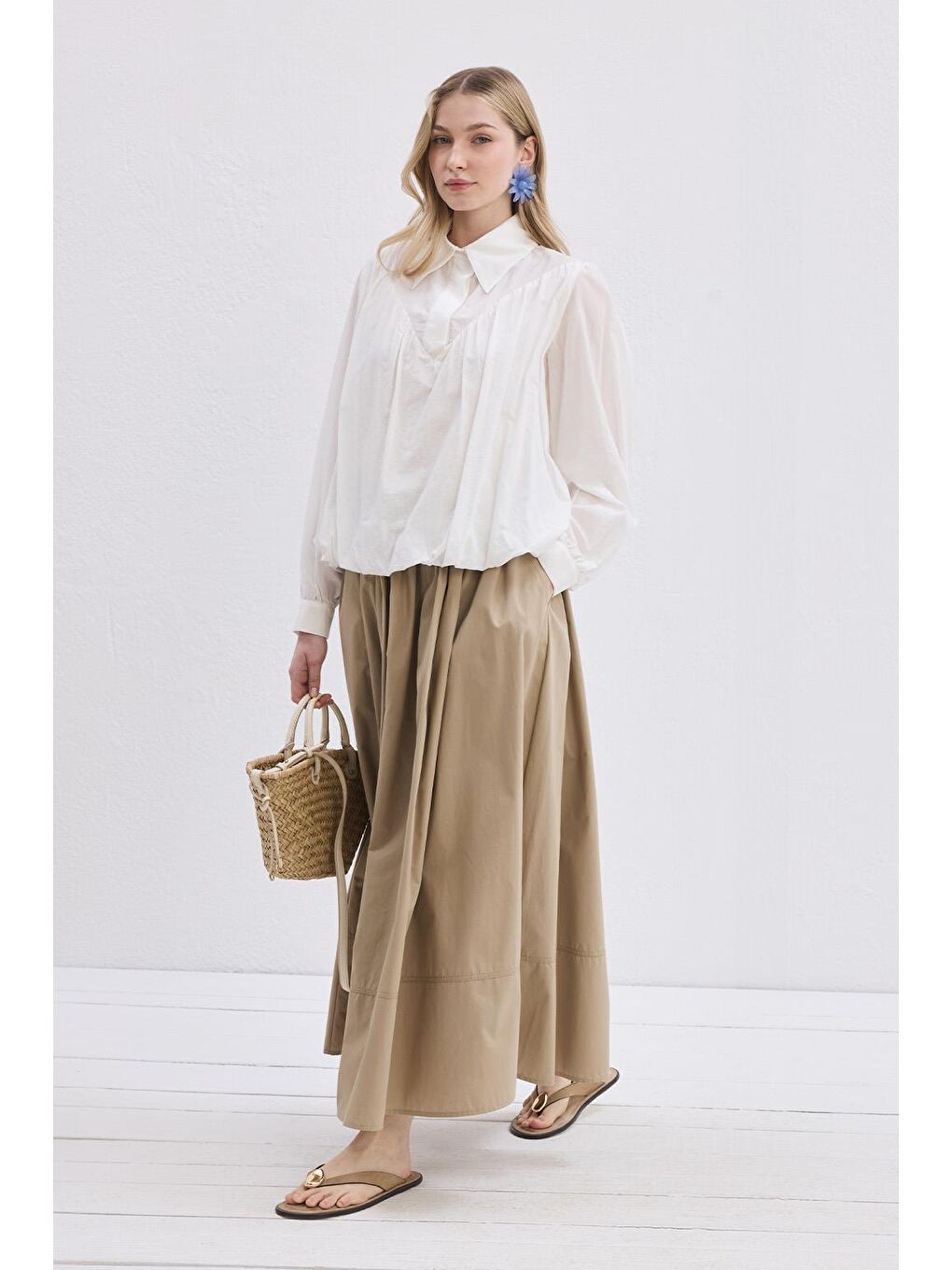 Lora Vual Gömlek Ekru-1