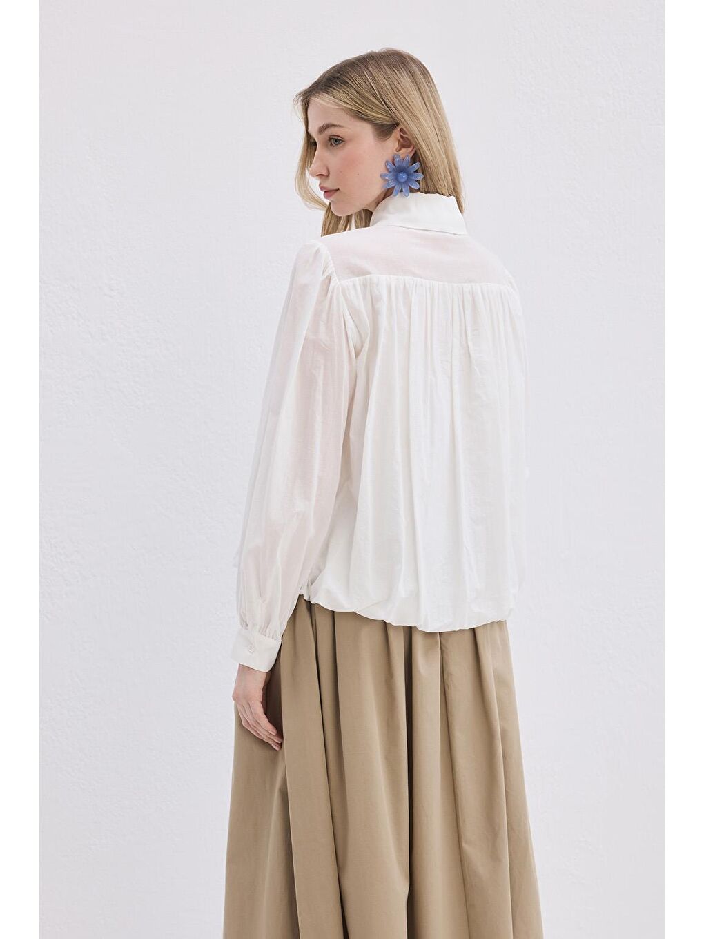 Lora Vual Gömlek Ekru-3