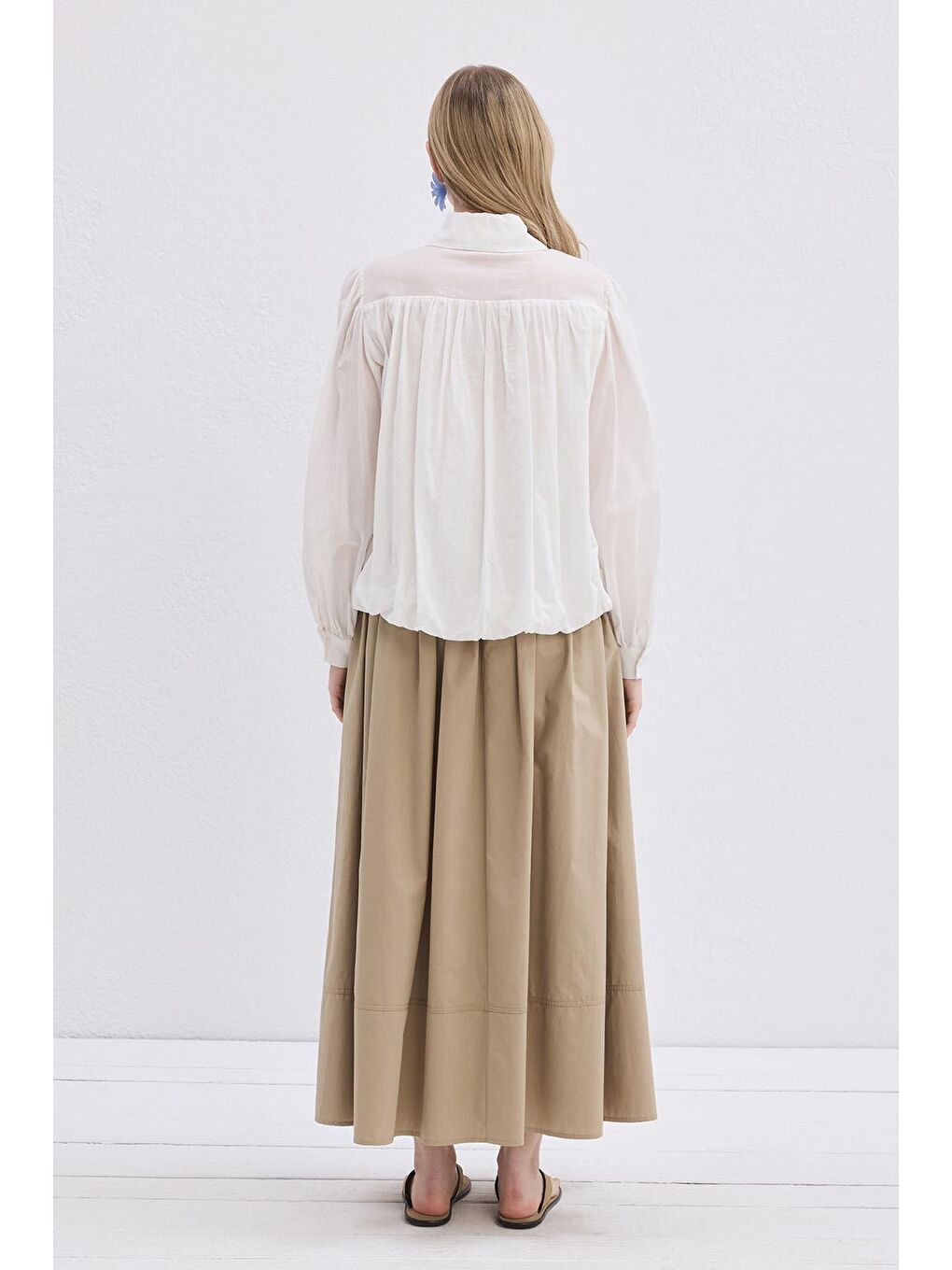 Lora Vual Gömlek Ekru-4