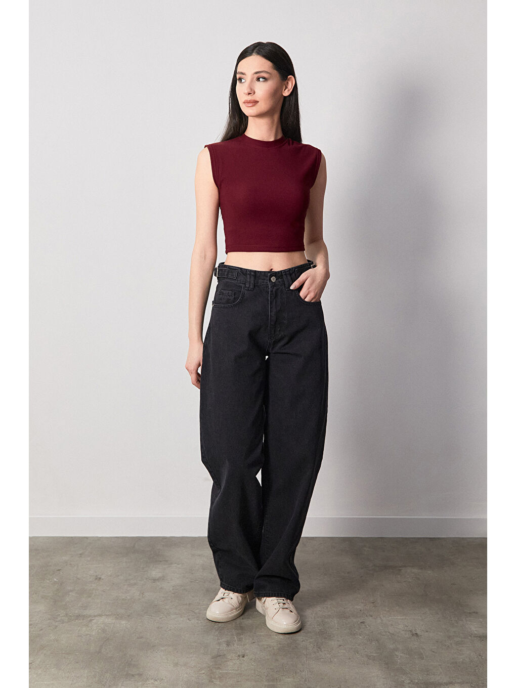 Fullamoda Antrasit Beli Tokalı Fermuarlı Baggy Jean - 2