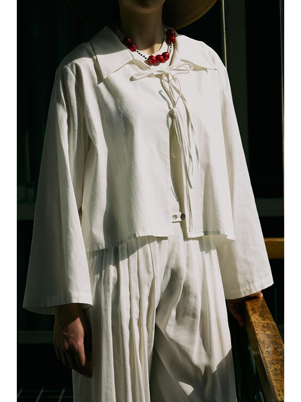 İsabel Yakalı Bağlamalı Gömlek Ekru-2