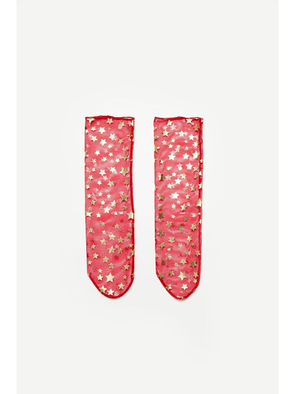 Kırmızı Küçük Yıldız Detaylı Kız Çocuk Tül Çorap