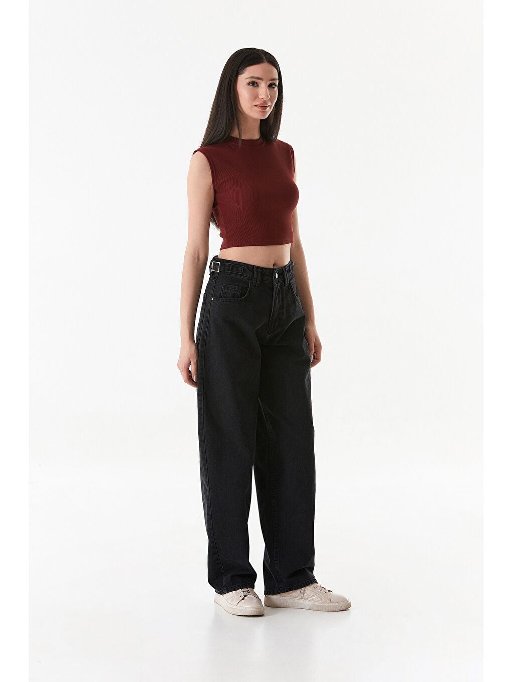 Fullamoda Antrasit Beli Tokalı Fermuarlı Baggy Jean - 3