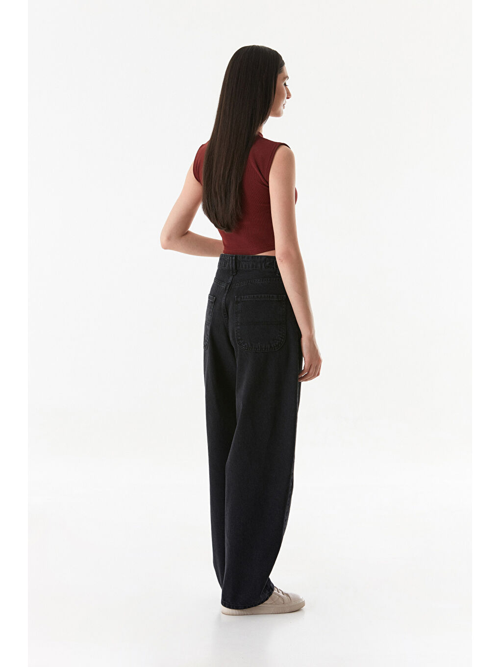 Fullamoda Antrasit Beli Tokalı Fermuarlı Baggy Jean - 4