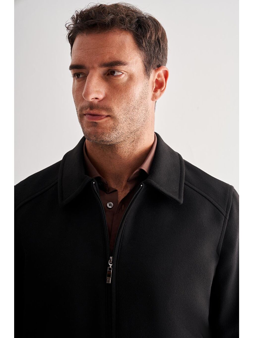 Siyah Gömlek Yaka Casual Slim Fit Esnek Mont 1007255122-3