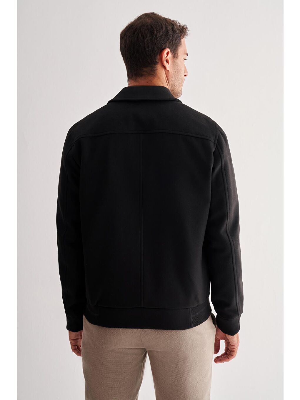 Siyah Gömlek Yaka Casual Slim Fit Esnek Mont 1007255122-4