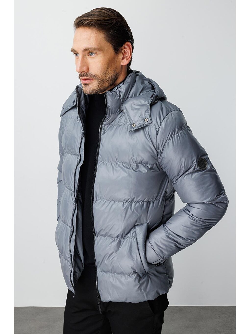 Erkek Gri Şişme Mont-1