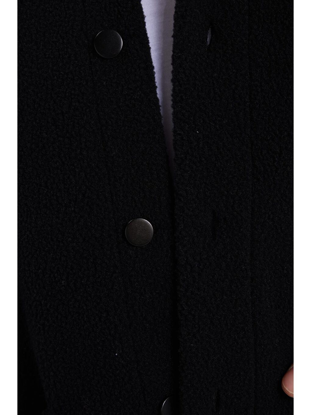 Erkek Regular Fit Rahat Kesim Pelüş Çıtçıtlı Torbalı Çift Cepli Siyah Ceket Gömlek-5