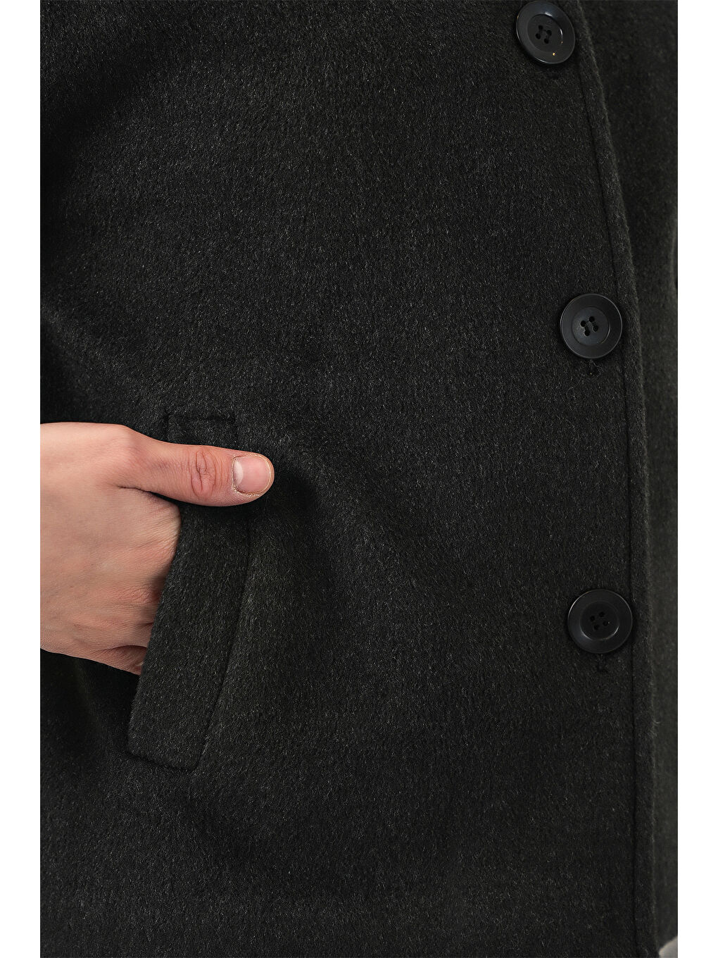 Gri Kadın Kısa Kaşe Ceket 0724 - Füme-5