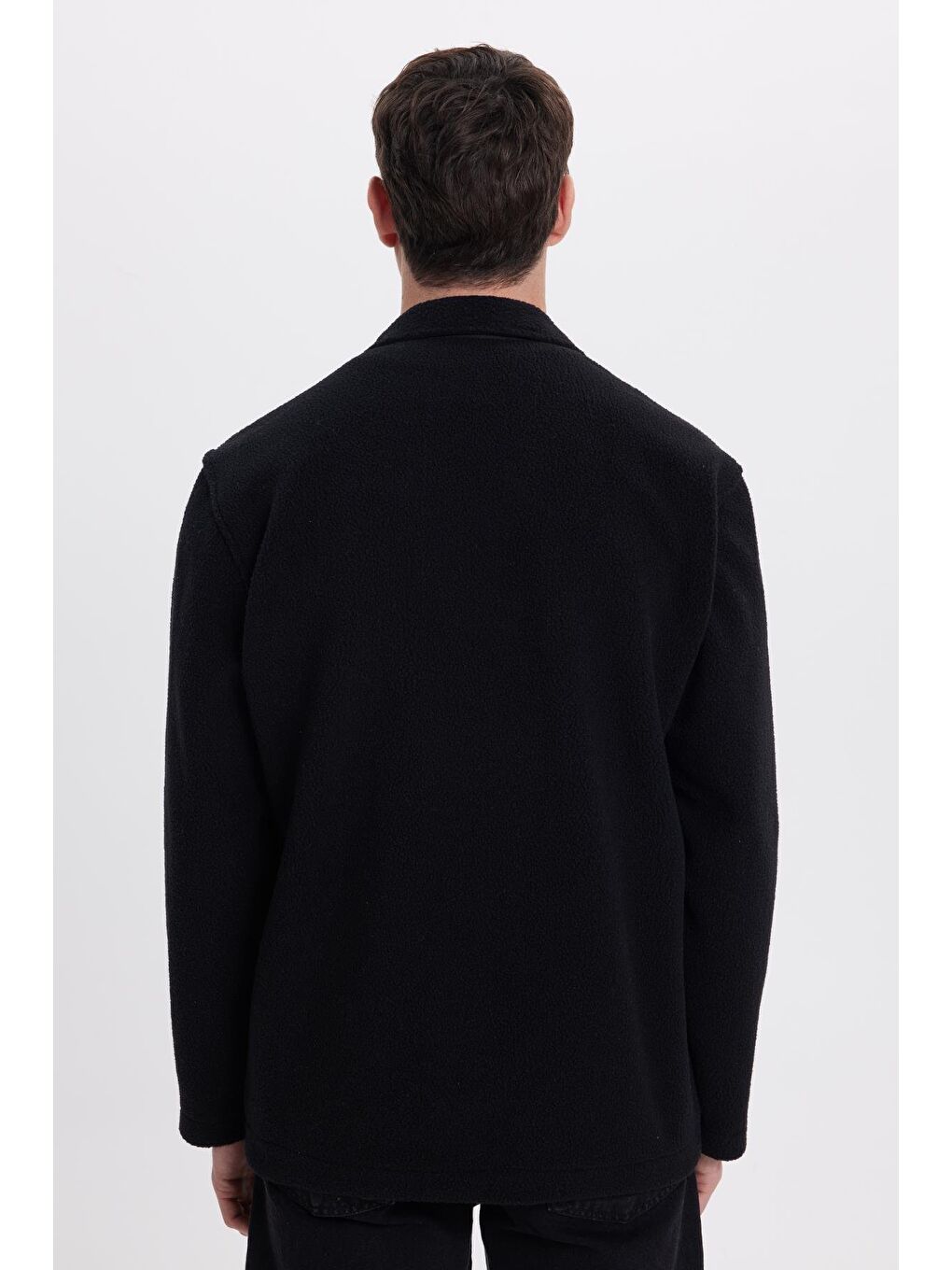 Erkek Regular Fit Rahat Kesim Pelüş Çıtçıtlı Torbalı Çift Cepli Siyah Ceket Gömlek-6