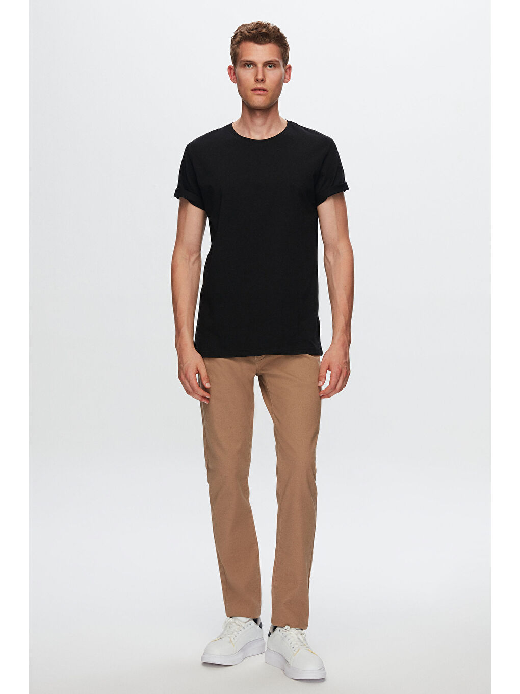 Slim Fit Siyah Bisiklet Yaka %100 Pamuklu Nefes Alabilen T-Shirt-3