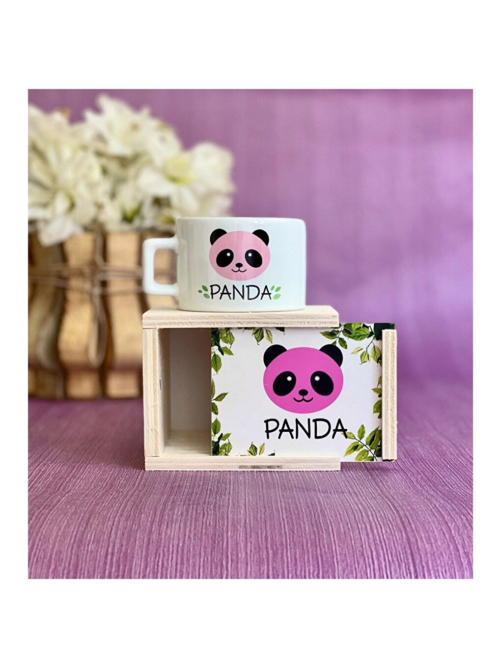 BAM HEDİYELİK EŞYA Karışık Pembe Panda Tasarımlı Kutulu Kupa