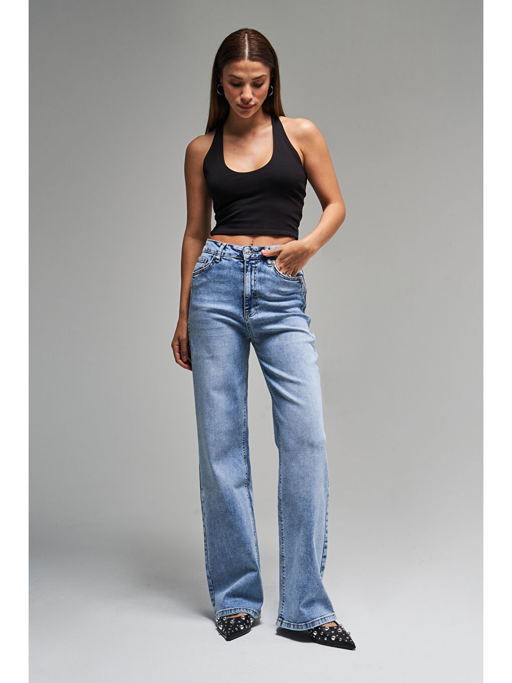 Mavi Kadın Jean Rengi 4s5-4 Wide Leg Elastanlı Esnek Kumaş İç Boy 80 Cm Denim Jean-1