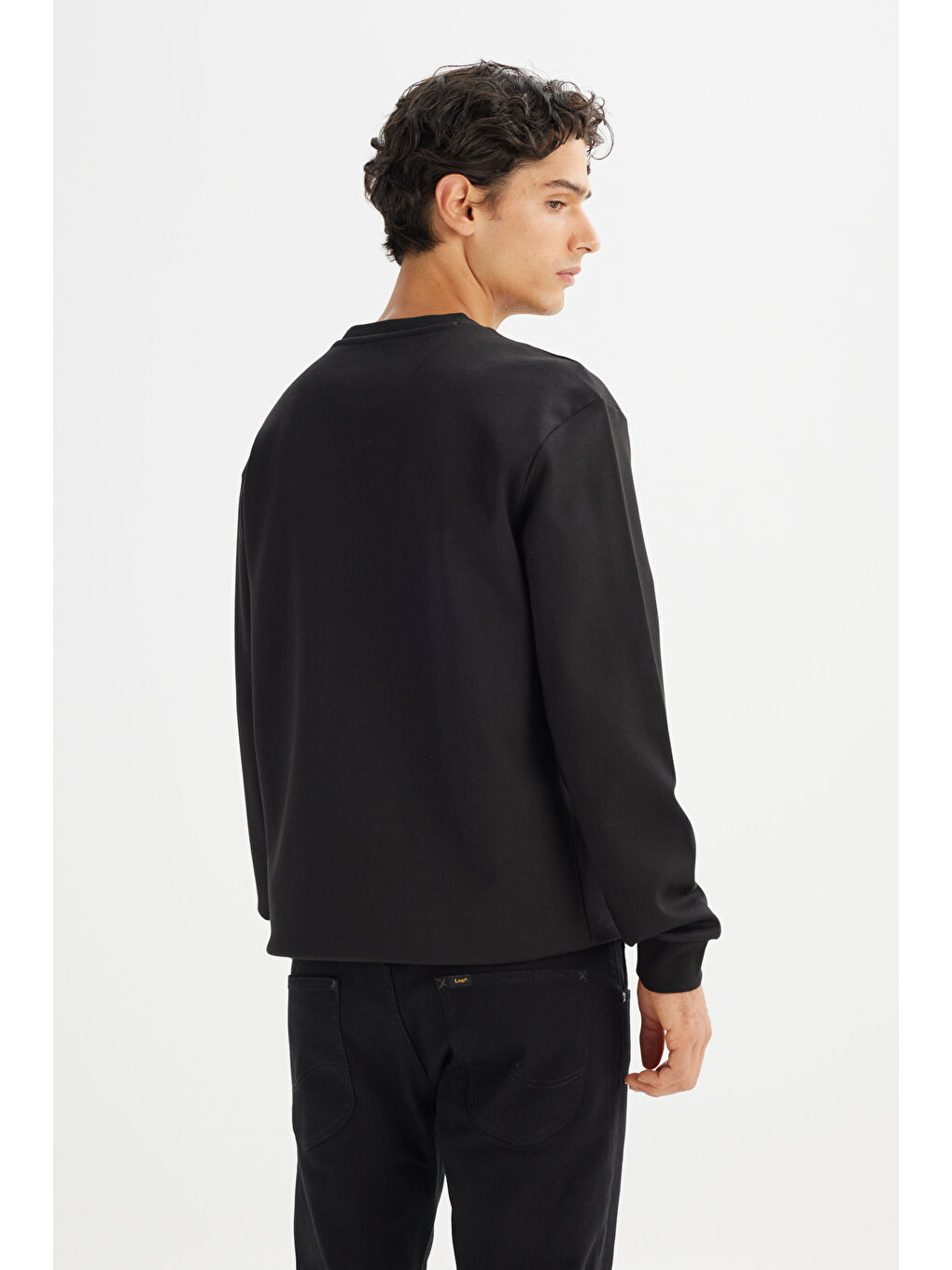 Regular Fit Normal Kesim Bisiklet Yaka Siyah Sweatshirt-4