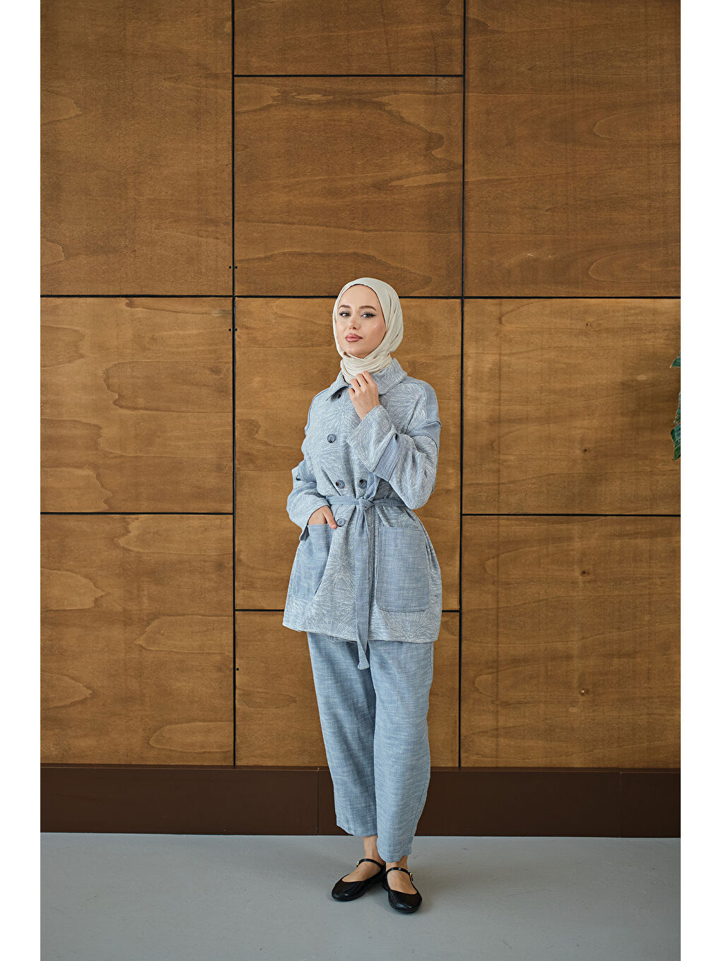 Kadın Çift Düğmeli Takım Mavi-1