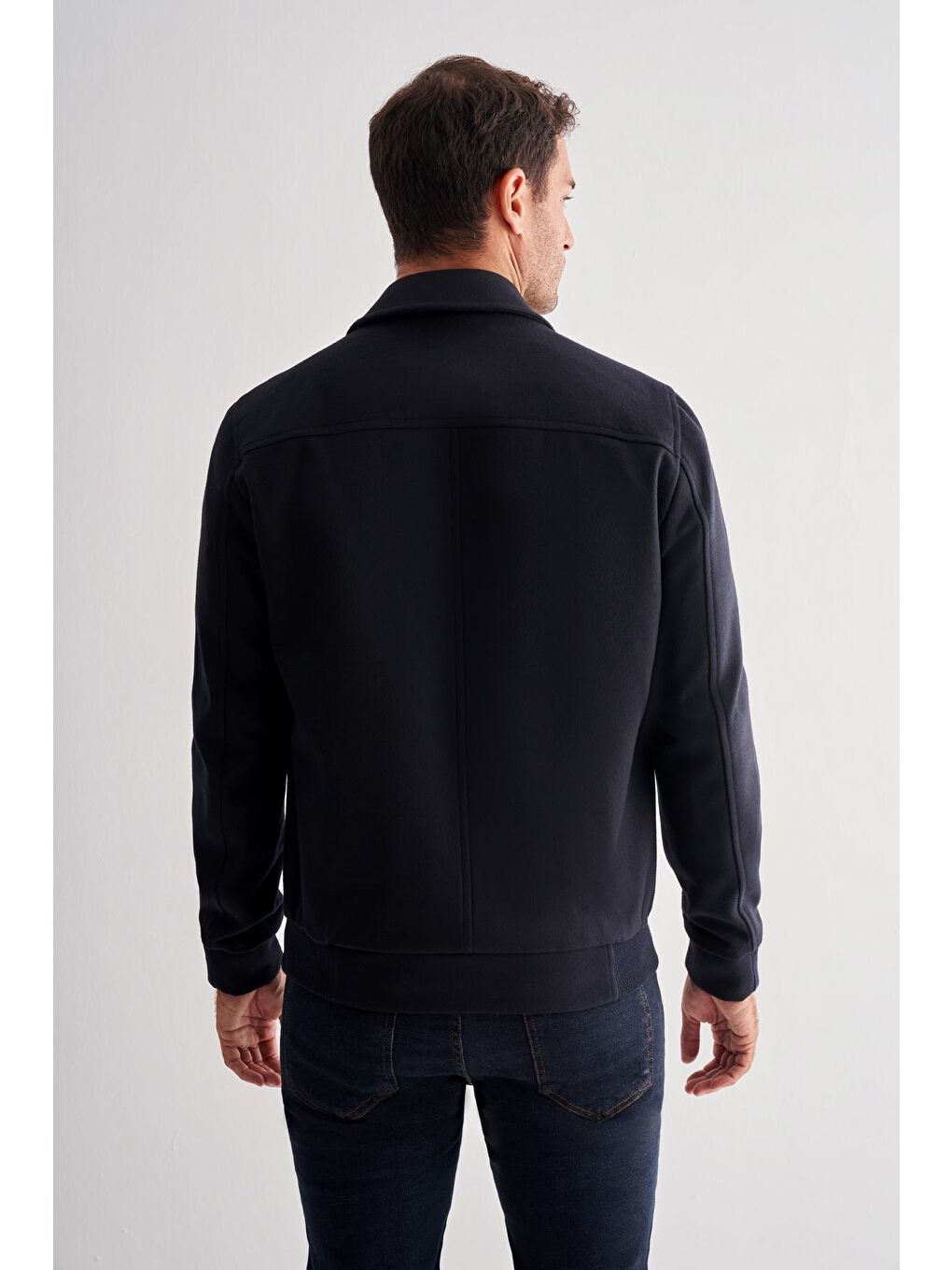 Koyu Lacivert Gömlek Yaka Casual Slim Fit Esnek Mont 1007255122-4