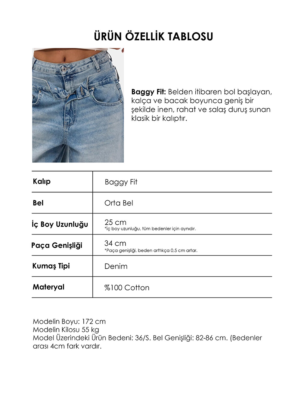 Mavi Kadın Jean Rengi 4s6-32 Baggy Fit Yüksek Bel Tasarım Denim Bermuda Şort-4