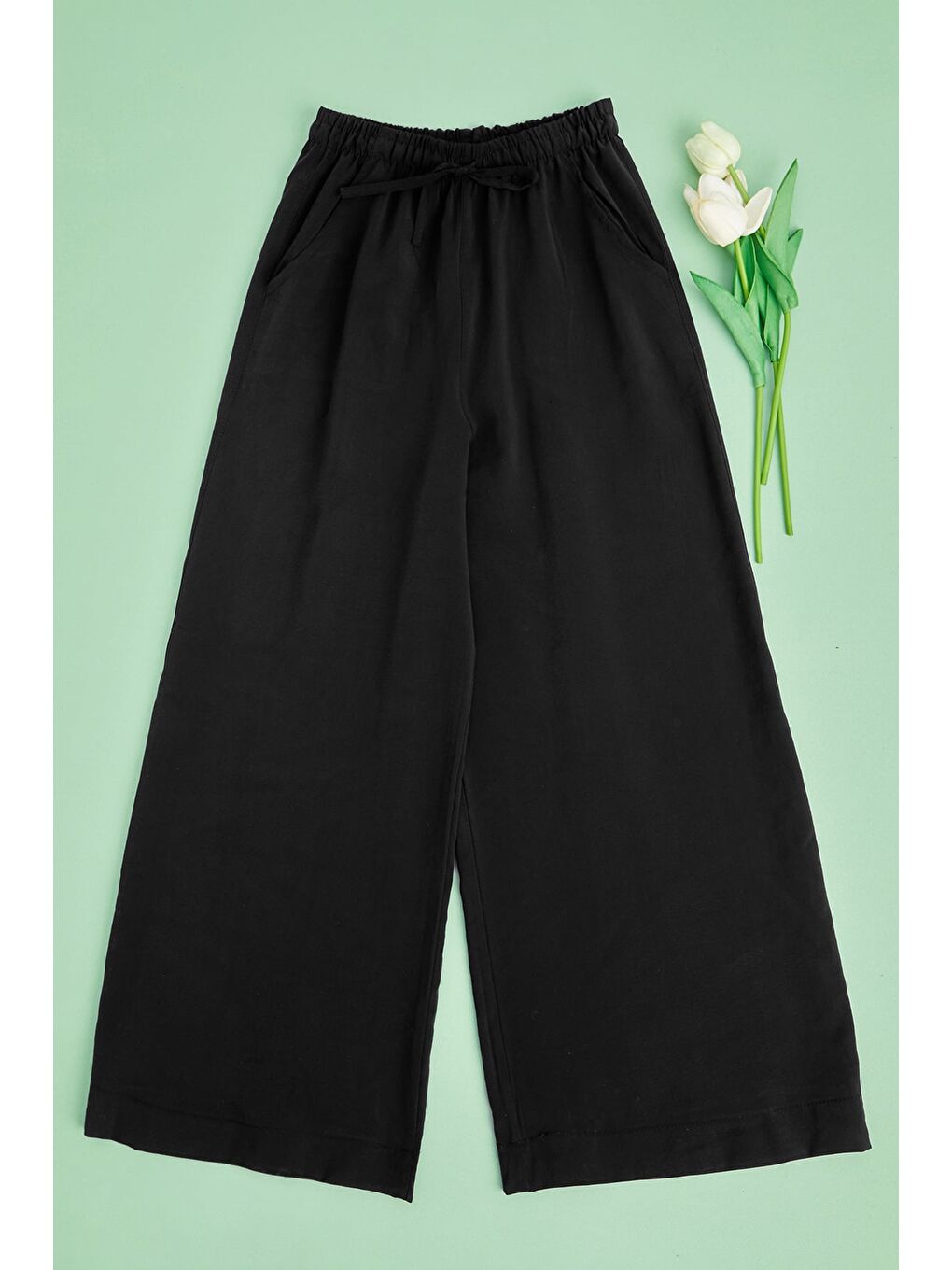 Siyah Beli Lastikli Cepli Kız Çocuk Pantolon