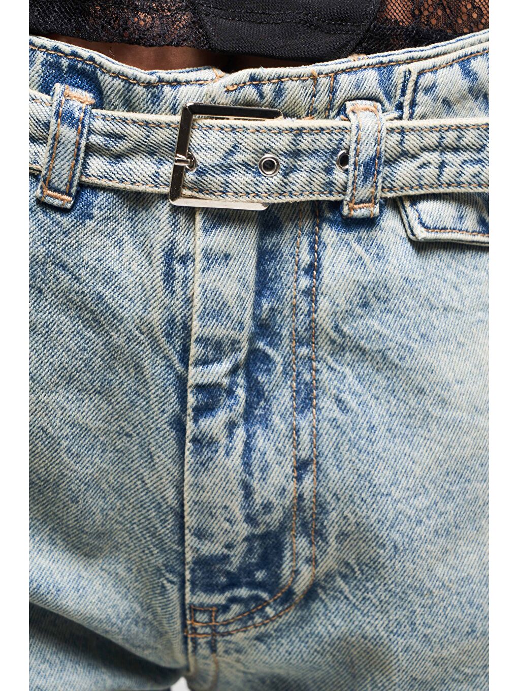 Mavi Kadın T. Jean Rengi 17s5-32 Loose Fit Kemer Detaylı İç Boy 80 cm %100 Pamuk Denim Jean-2